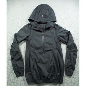 Lululemon Jacket Womens Size 2 Black Pullover Half Zip Hooded Reflective Stretch